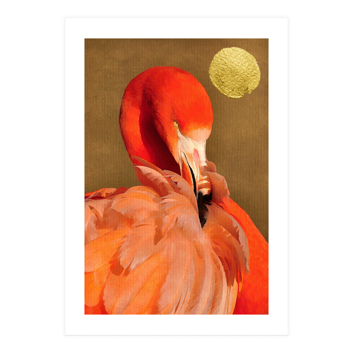 Flamingo With Golden Sun (Print Only)