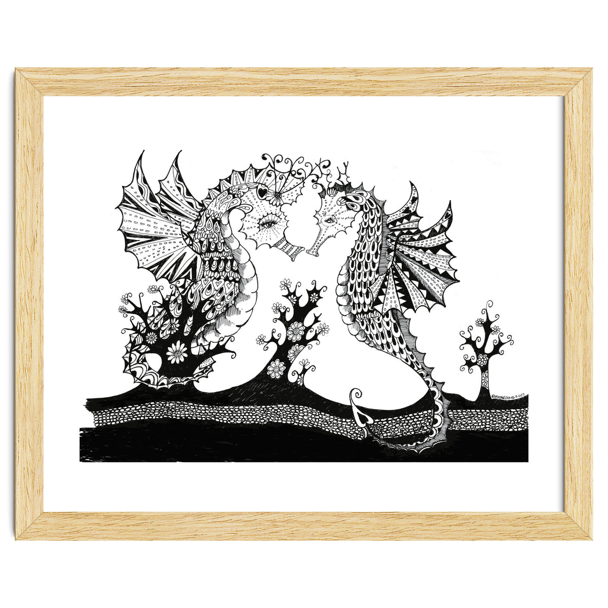 Seahorse Dragons Love Illustration