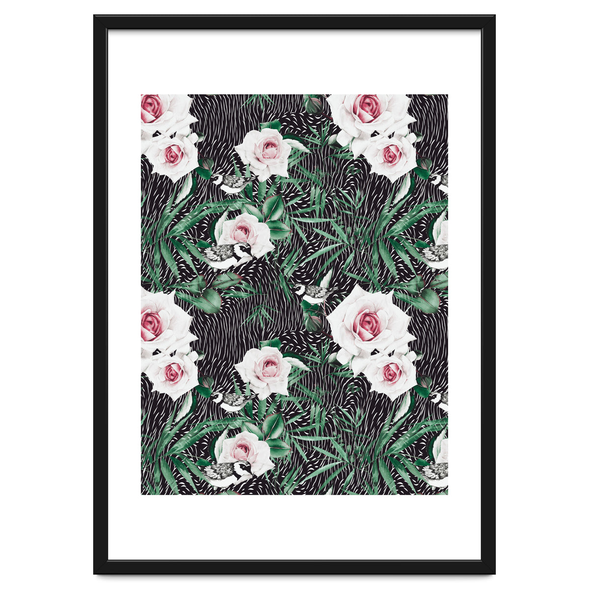 Dark flowery abstract of birds