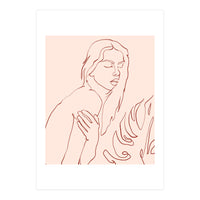 Lueur, Tropical Nude Modern Bohemian Woman Line Art, Minimal Scandinavian Sketch Blush Drawing (Print Only)