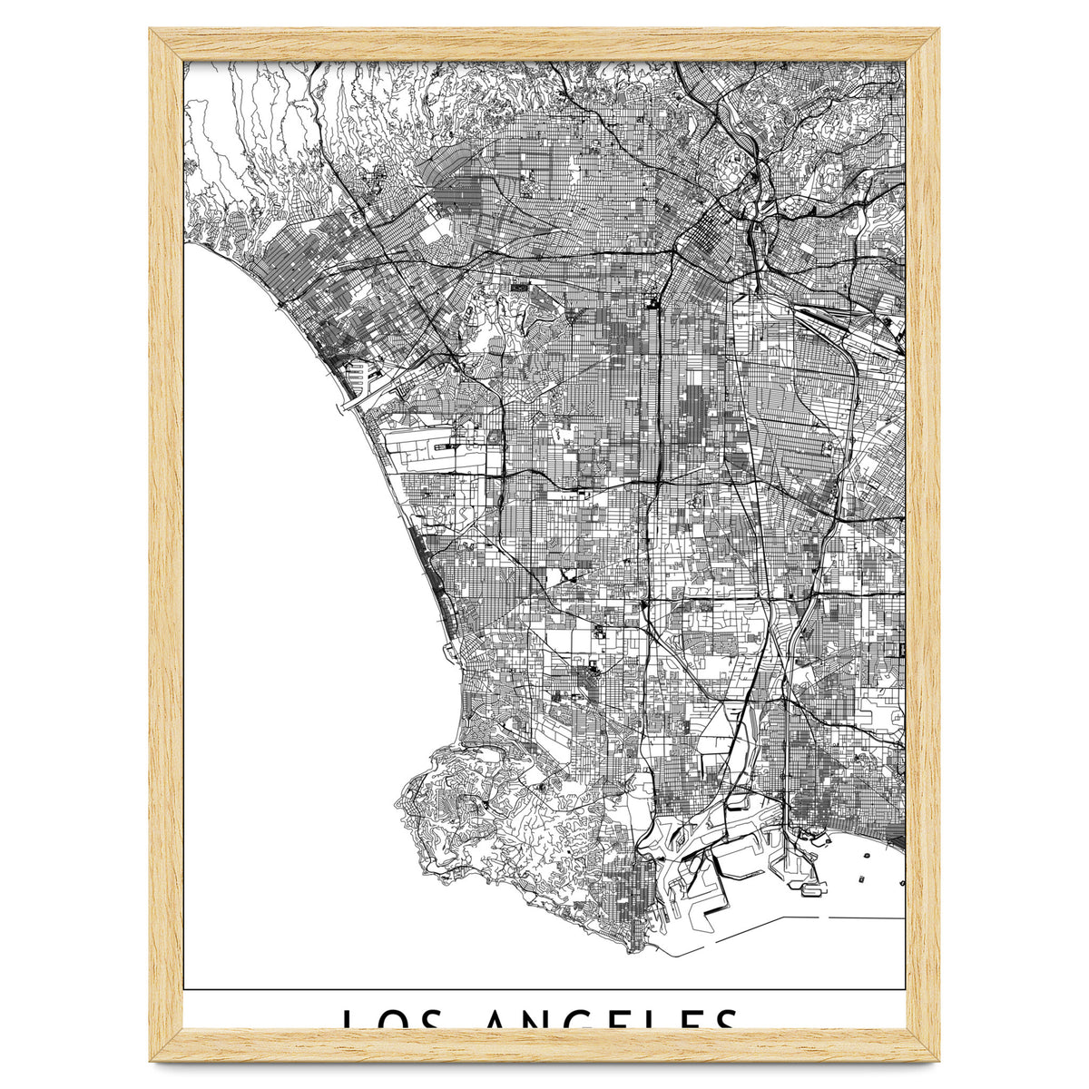 Los Angeles White Map
