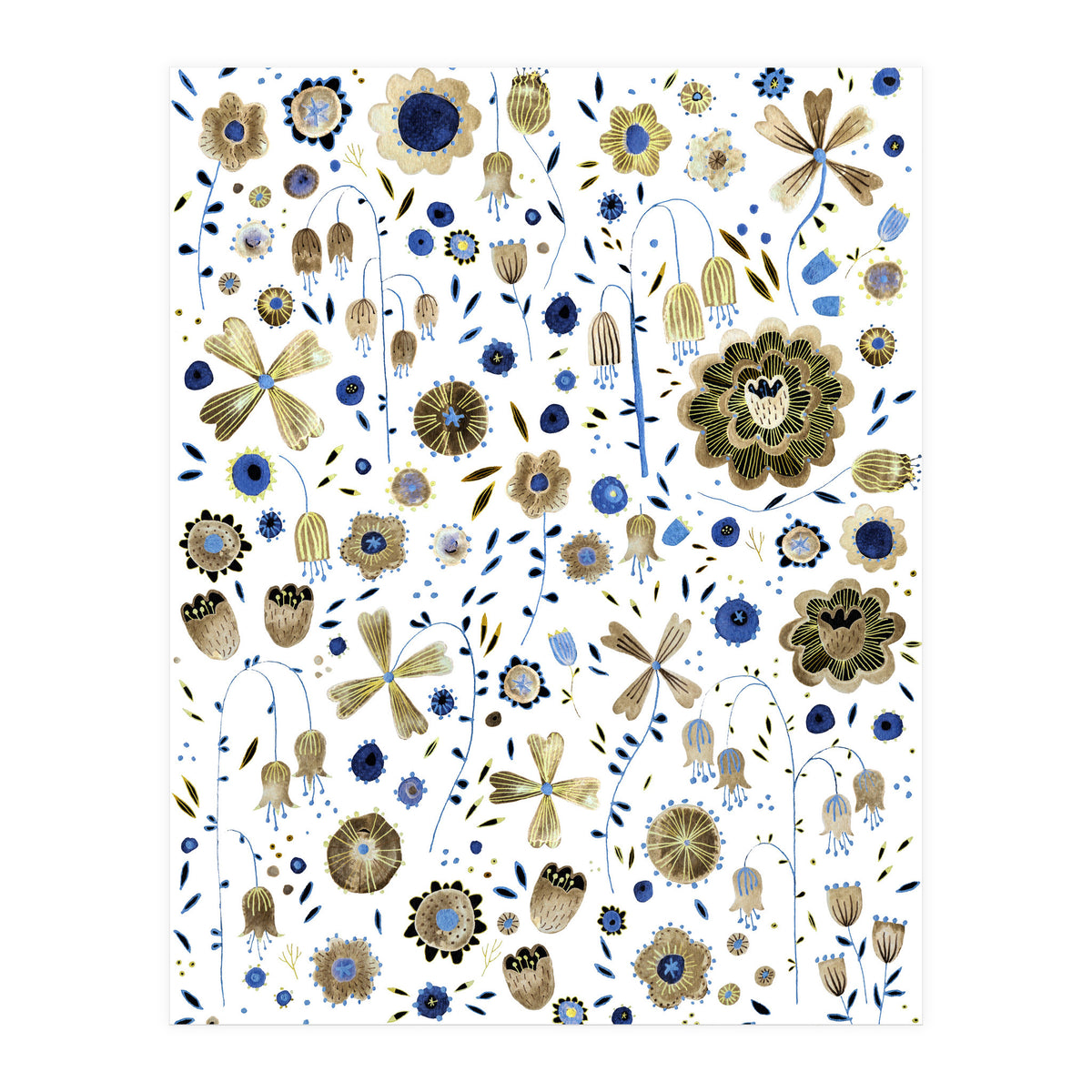 Indigo Flower Golden Mashup (Print Only)