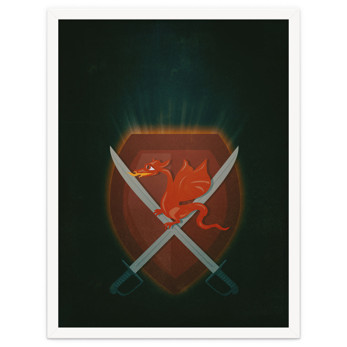 Heraldic dragon and cutlasses