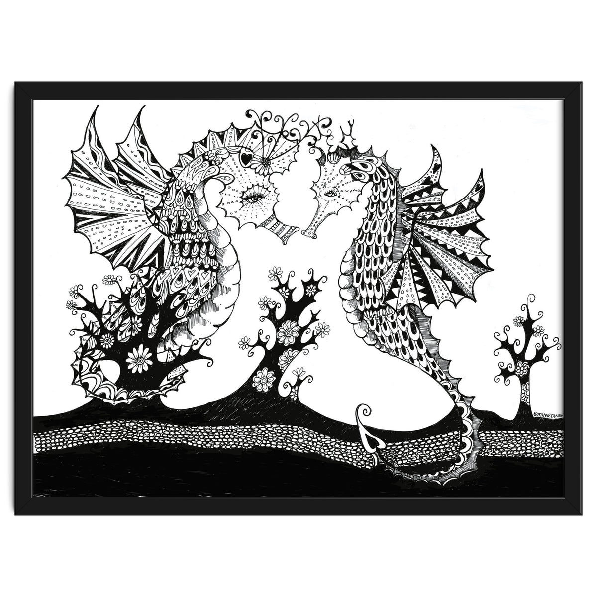 Seahorse Dragons Love Illustration