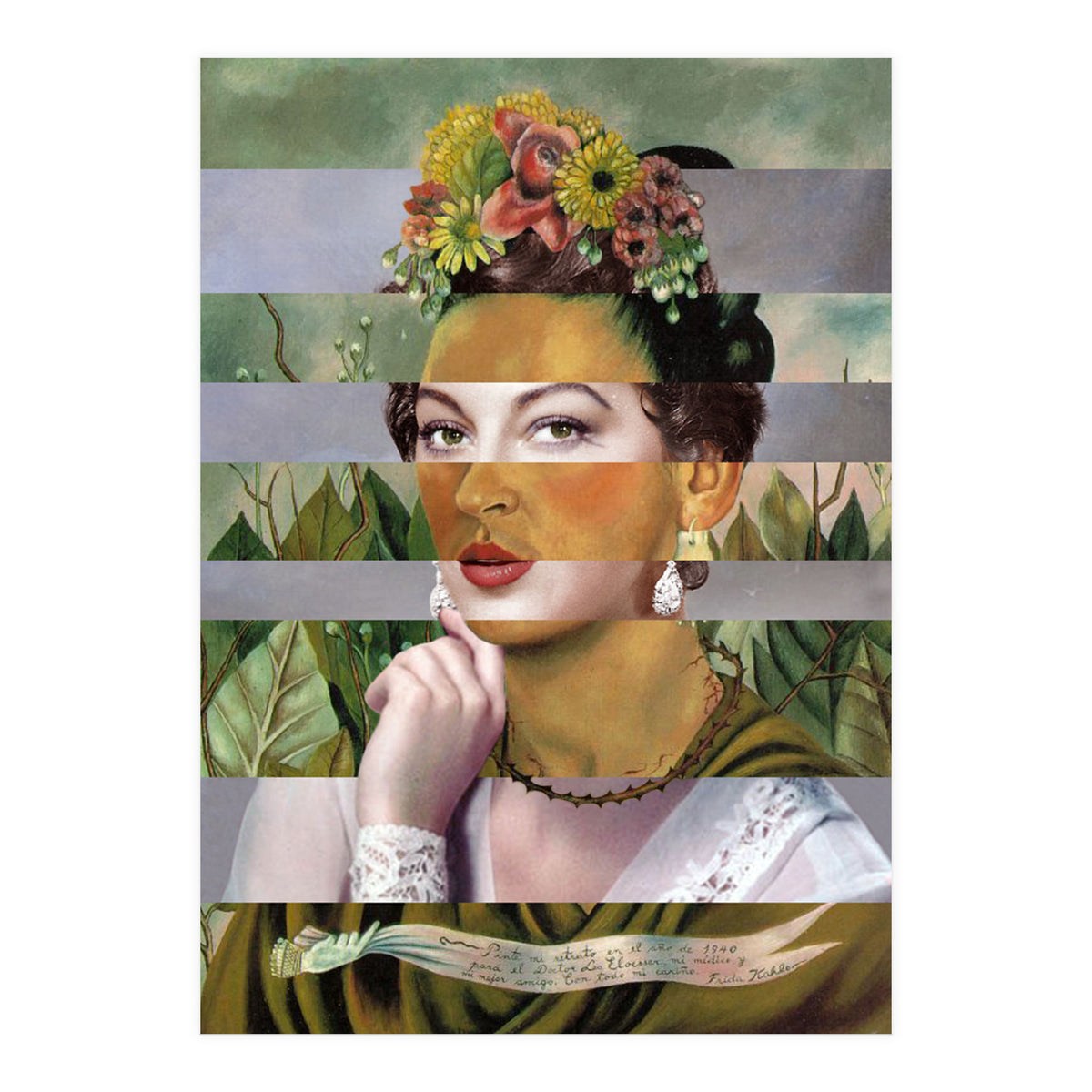 Frida Kahlos Self Portrait With (Print Only)