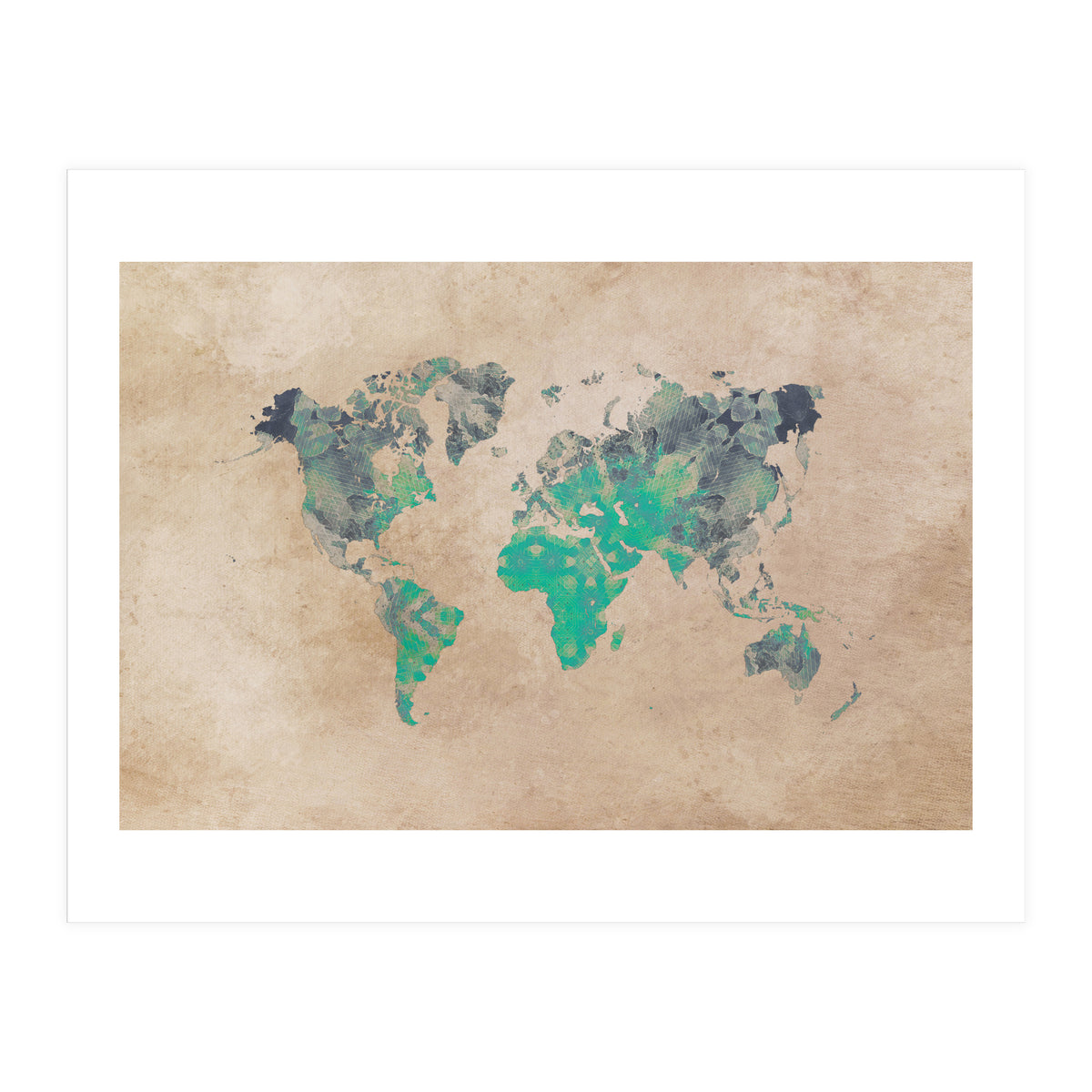world map green (Print Only)