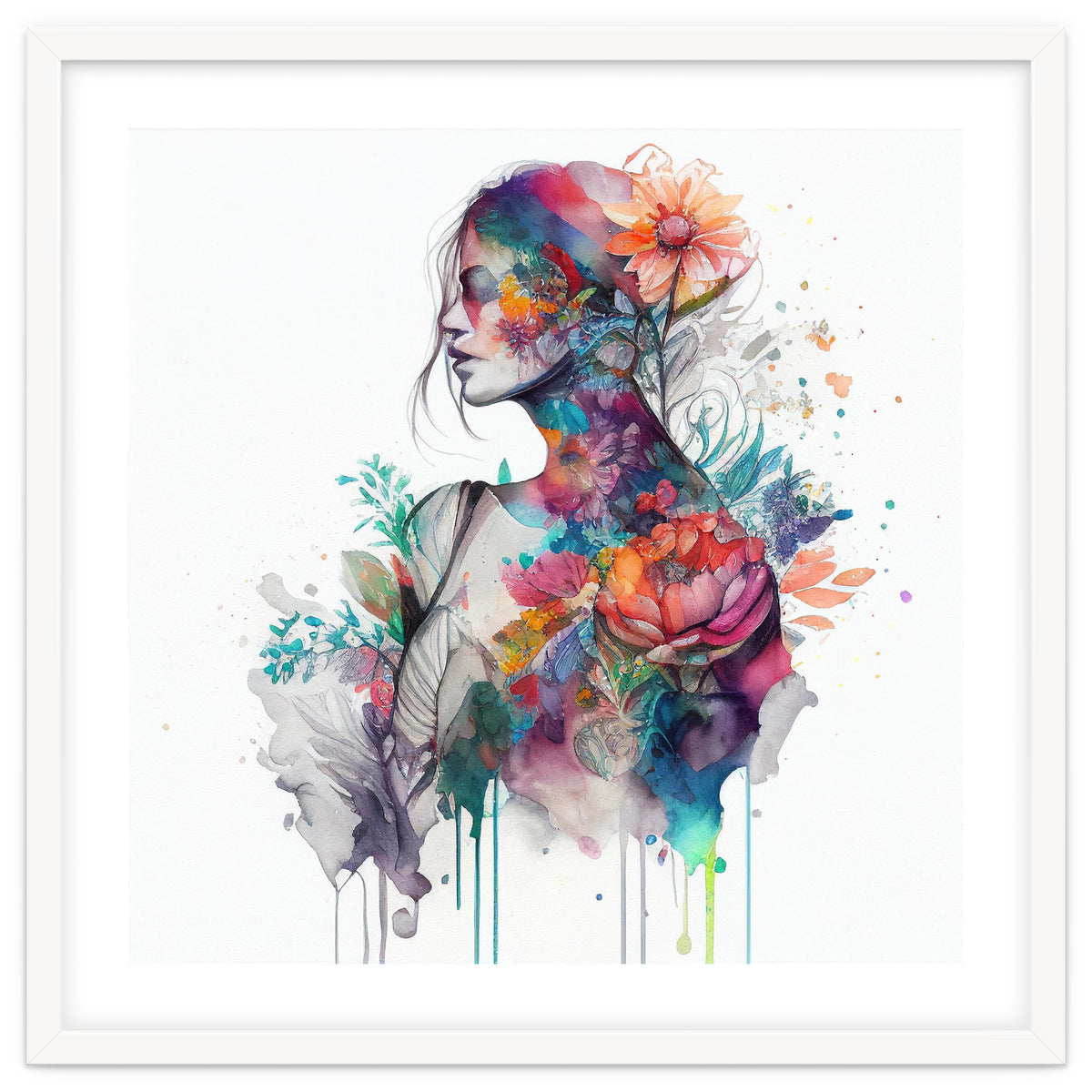 Watercolor Tropical Woman #9