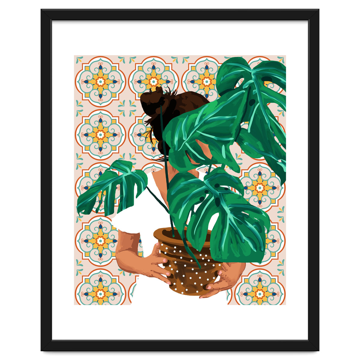 Monstera Plant Lady | Modern Bohemian Morocco Decor | Tropical Botanical Tiles