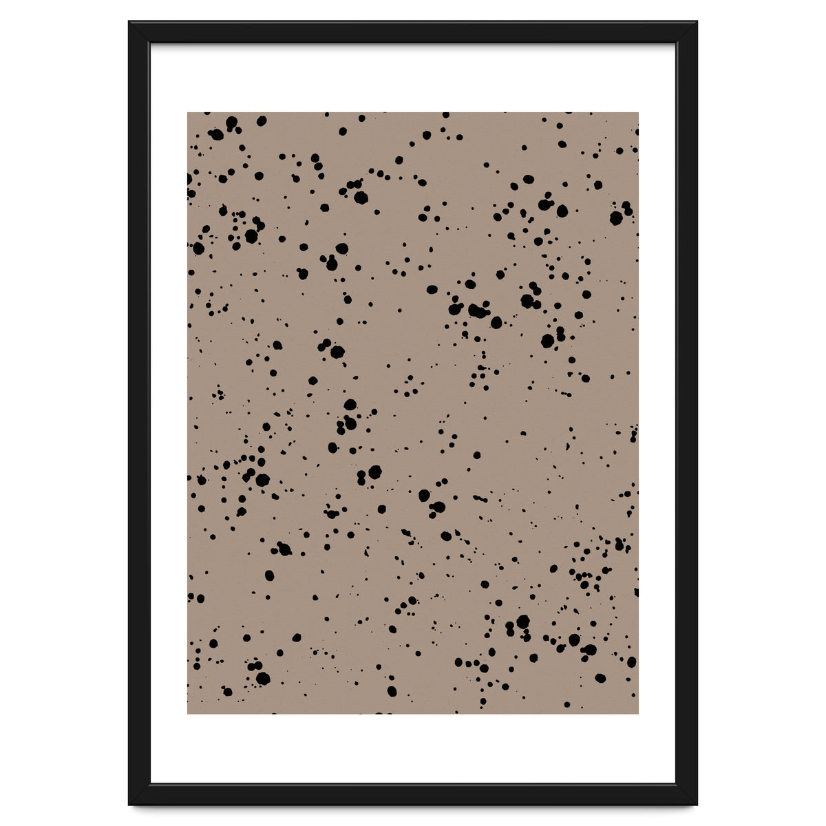 Black Paint Splatter on Dark Beige Background
