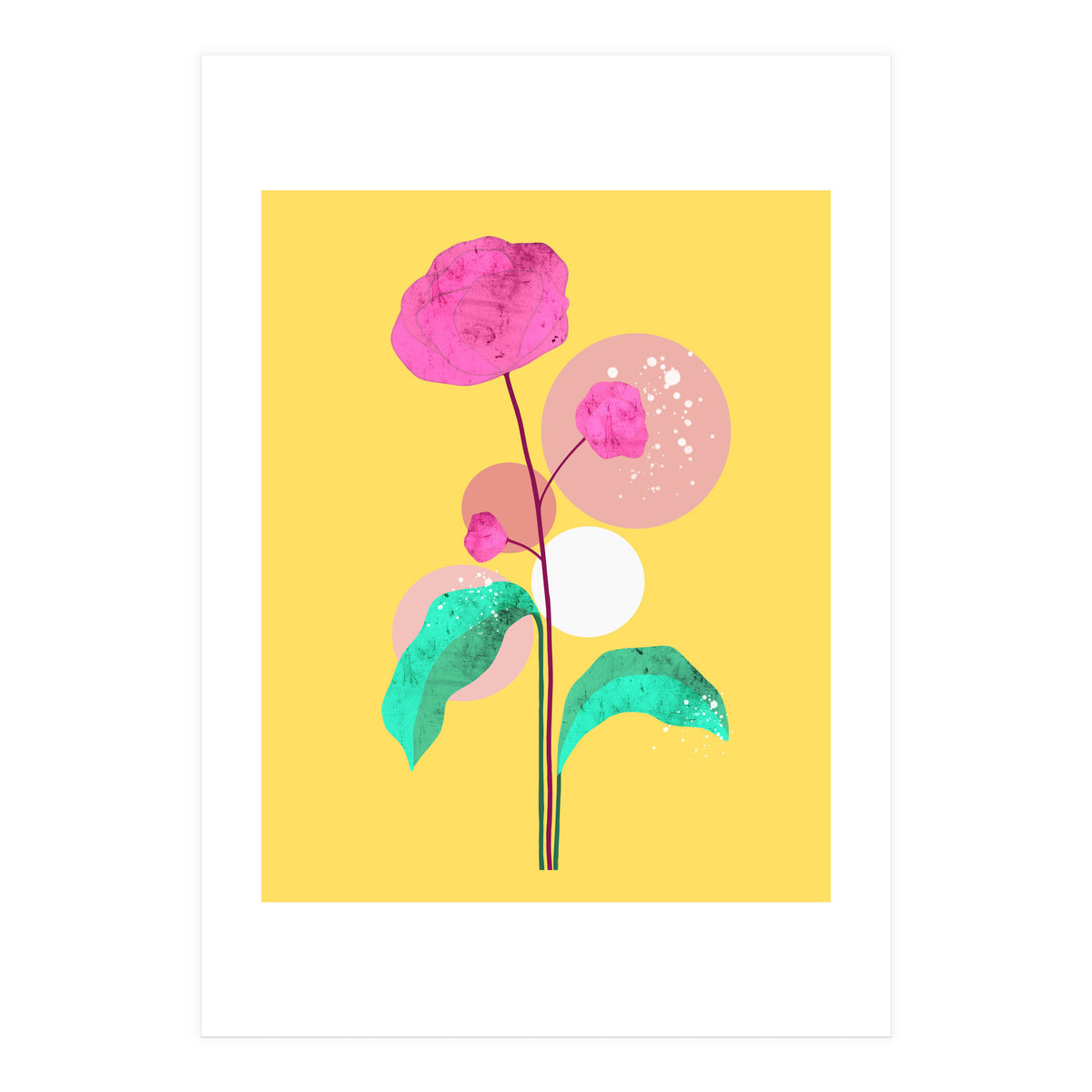 The Rare Bloom, Abstract Nature Floral Graphic, Eclectic Bohemian Modern, Pop of Color Illustration (Print Only)