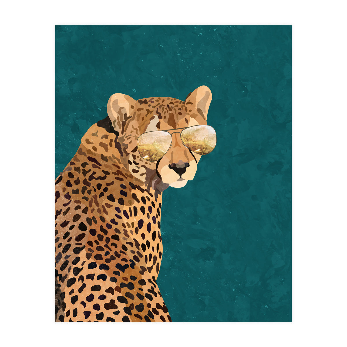 Cool Cat Cheetah Gold and Green (Print Only)