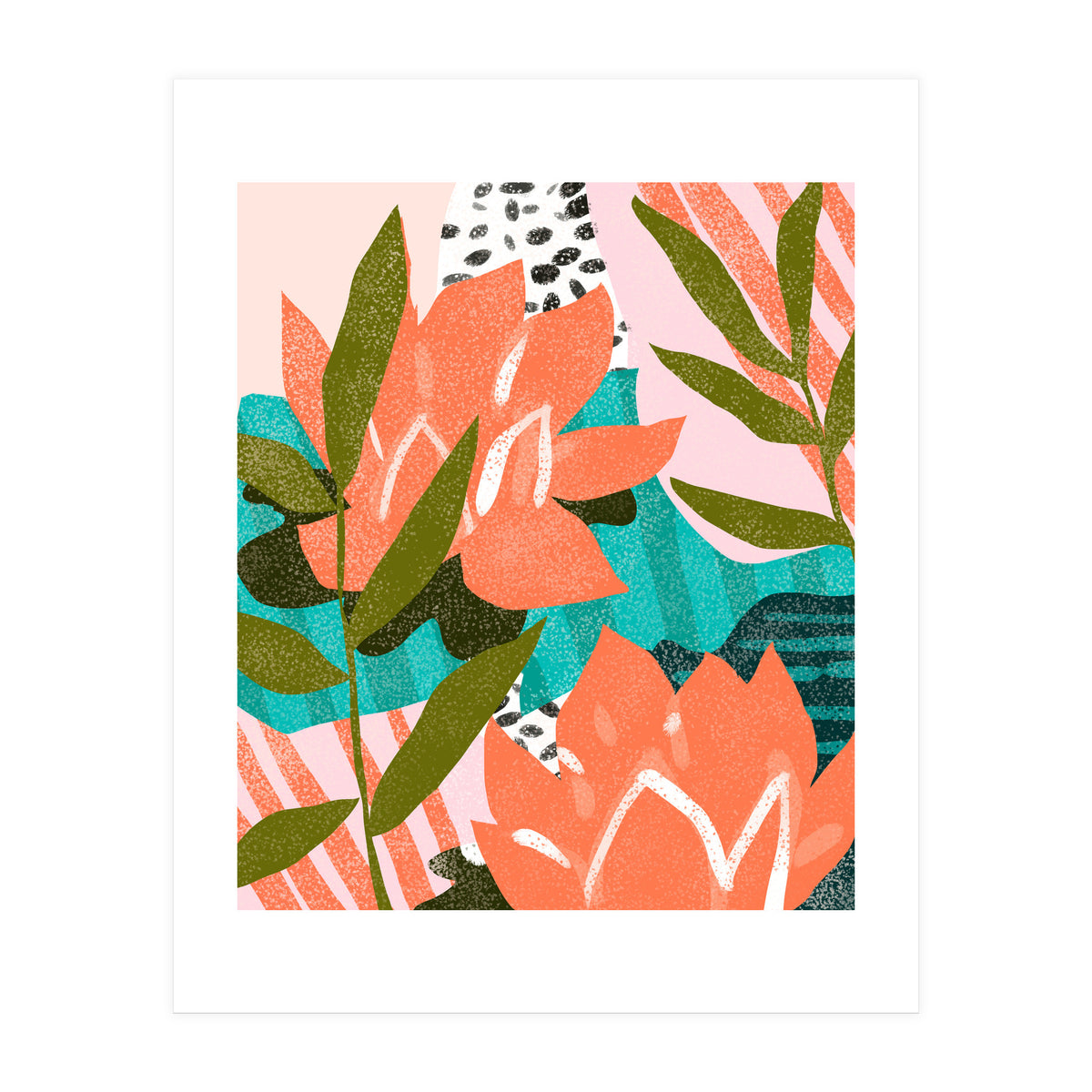 Forever in My Garden | Abstract Botanical Nature Plants Floral Painting | Quirky Modern Contemporary (Print Only)