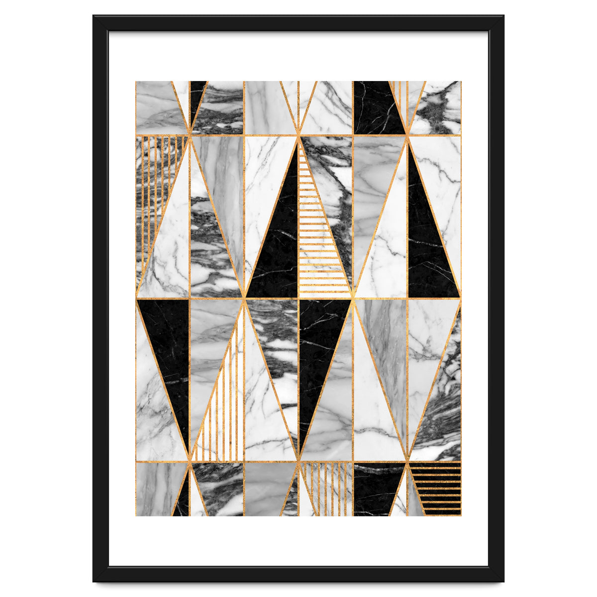 Marble Triangles - Black and White
