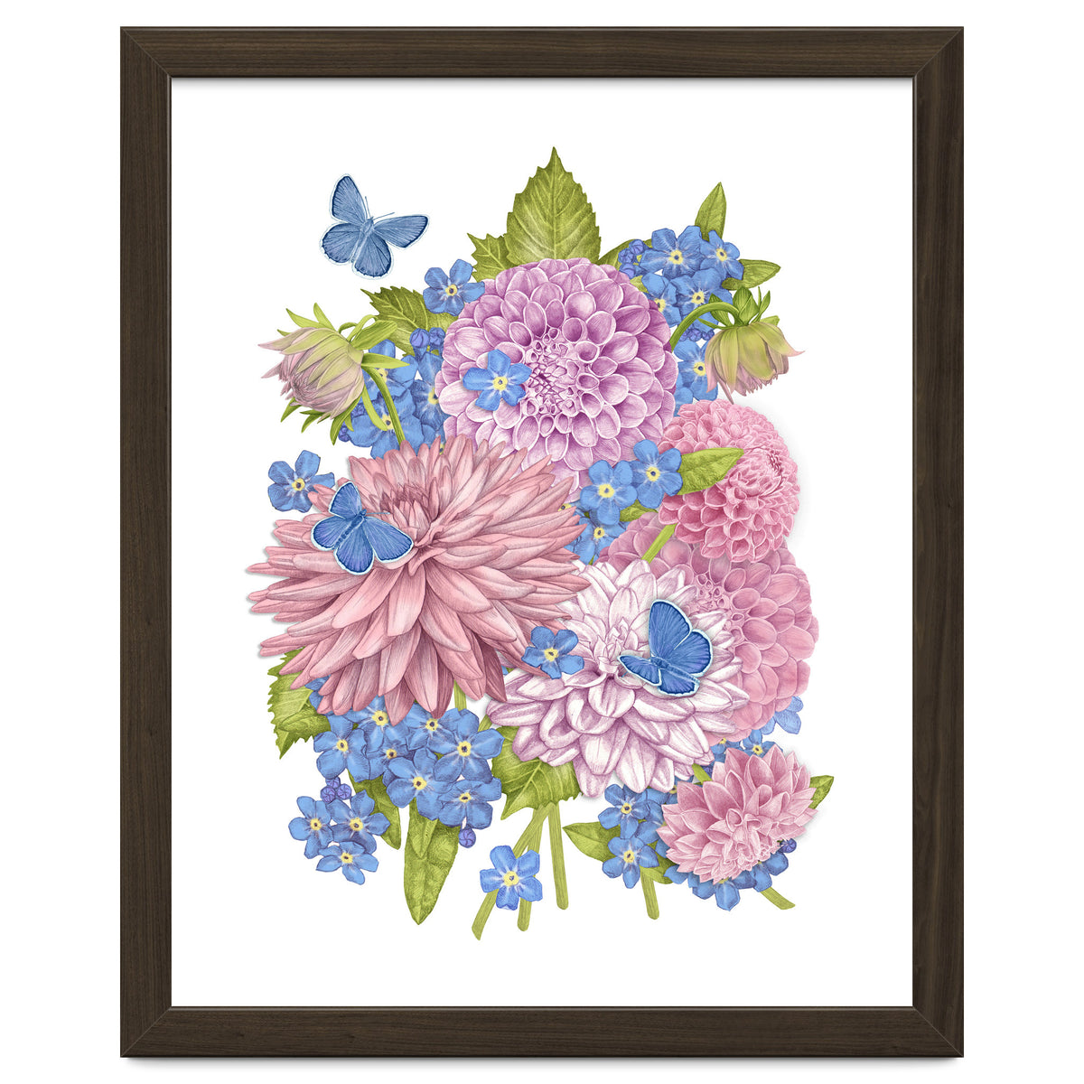 Pink Flowers and Butterflies