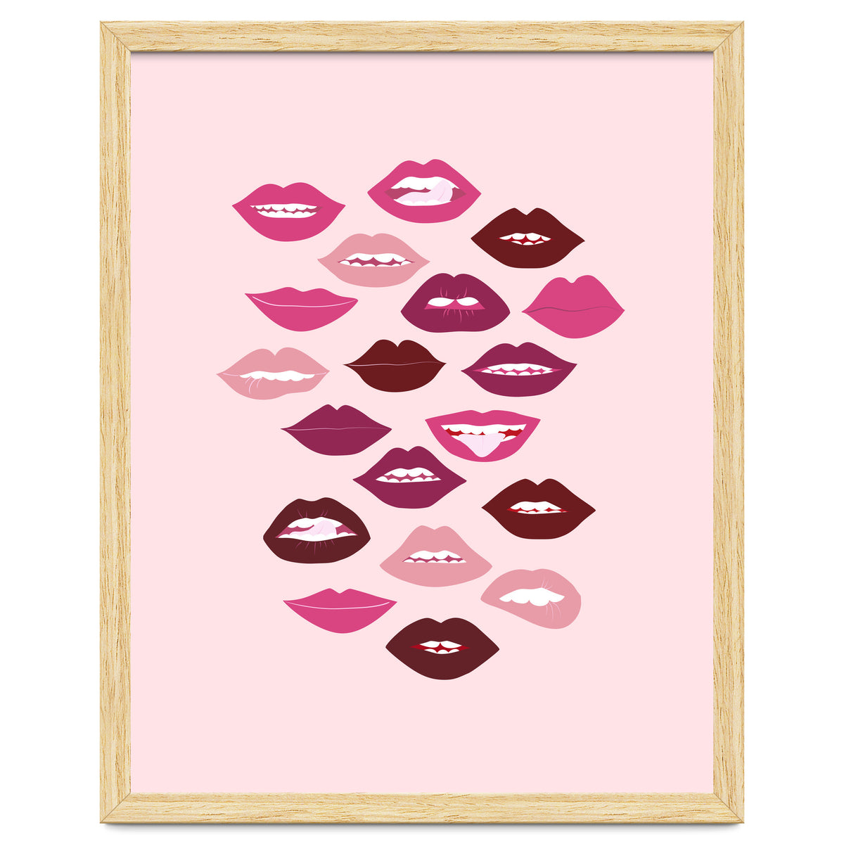 Lips Dark on Pink Background