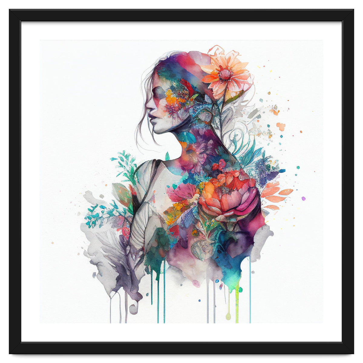 Watercolor Tropical Woman #9