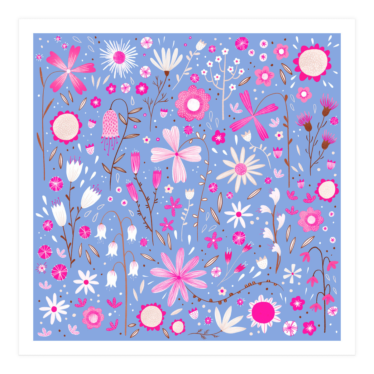 Fresh Flowers Blue (Print Only)