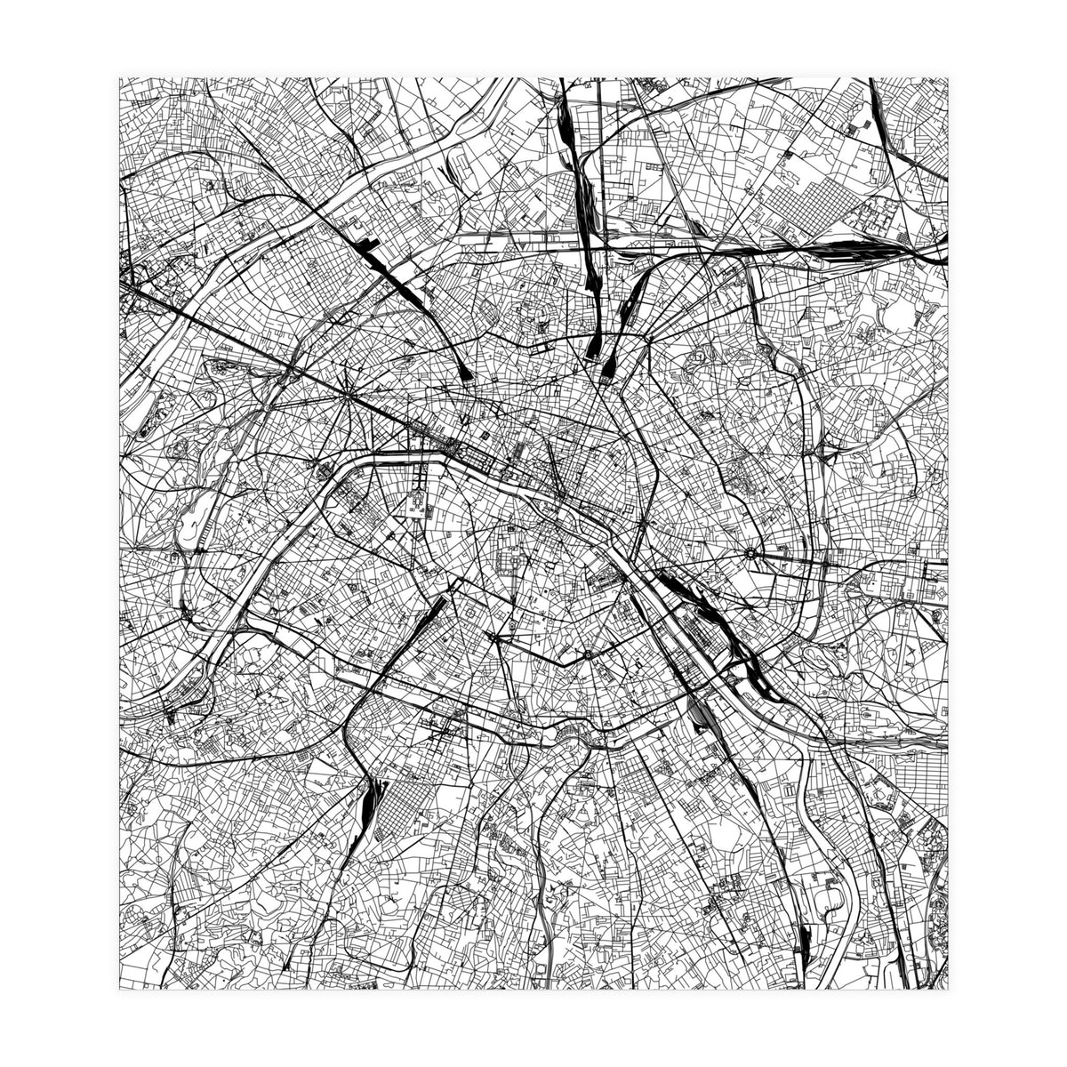 Paris White Map (Print Only)