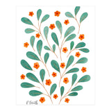 Springtime Floral | Orange and Green (Print Only) thumbnail