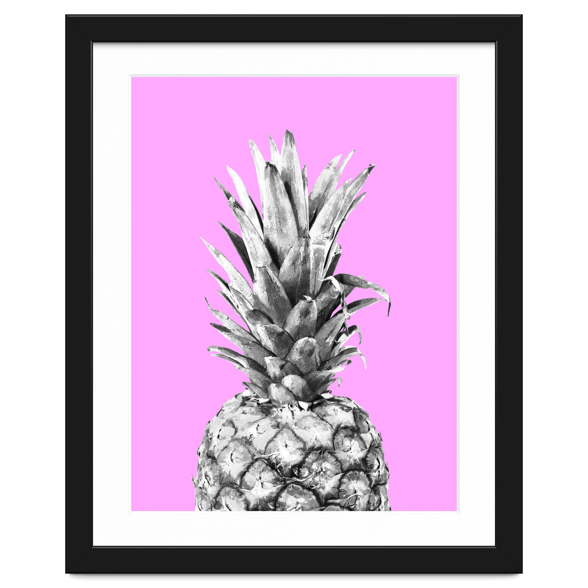 Black and White Pineapple Pink Background