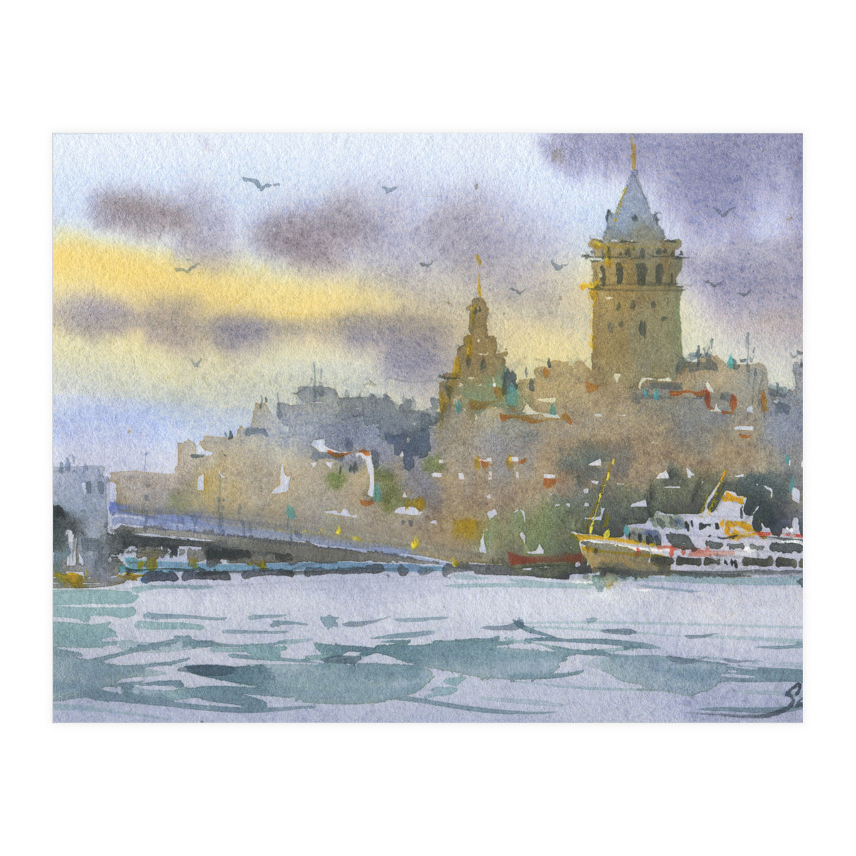 Galata Tower. Istanbul. Watercolor (Print Only)
