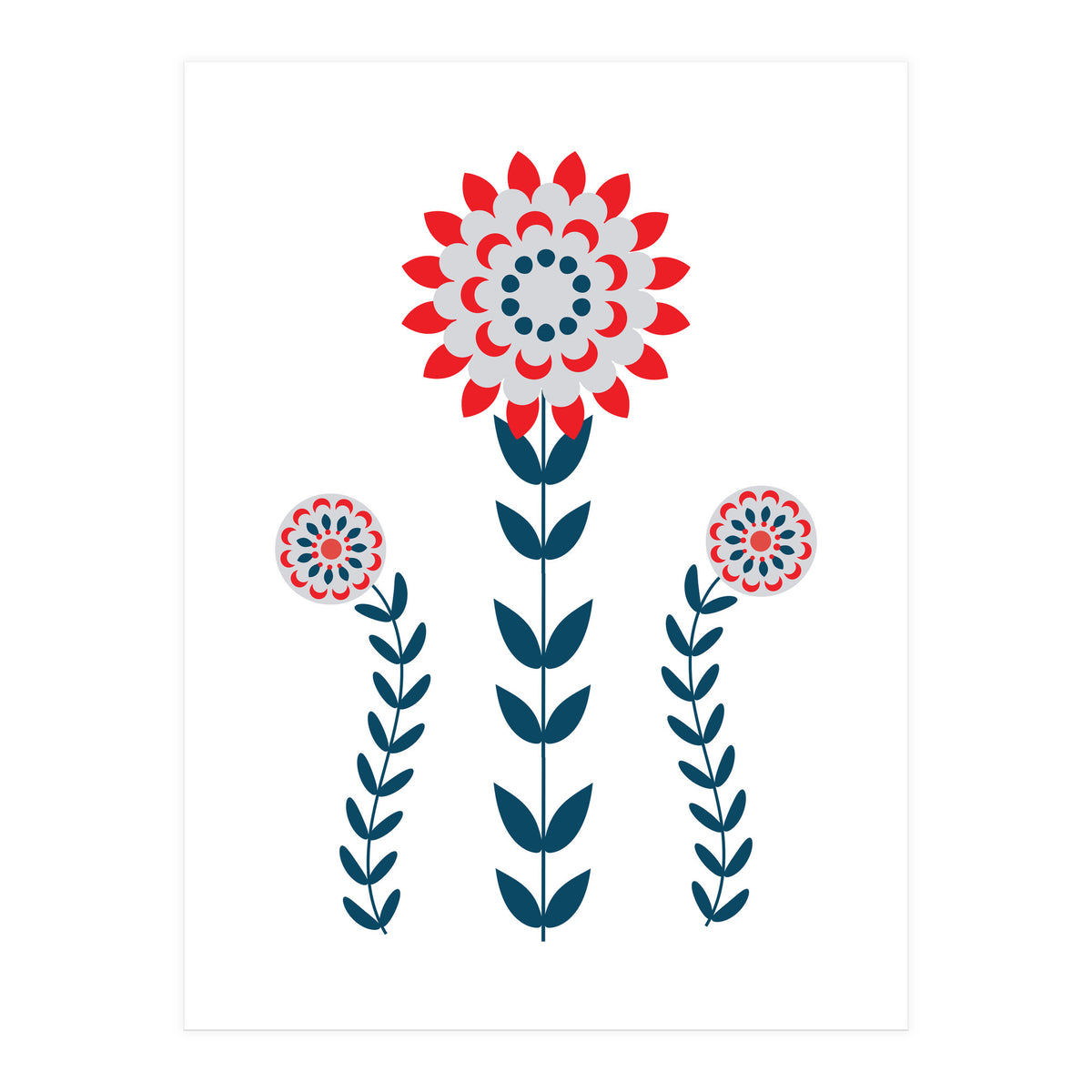 Scandi Folk Flowers  (Print Only)