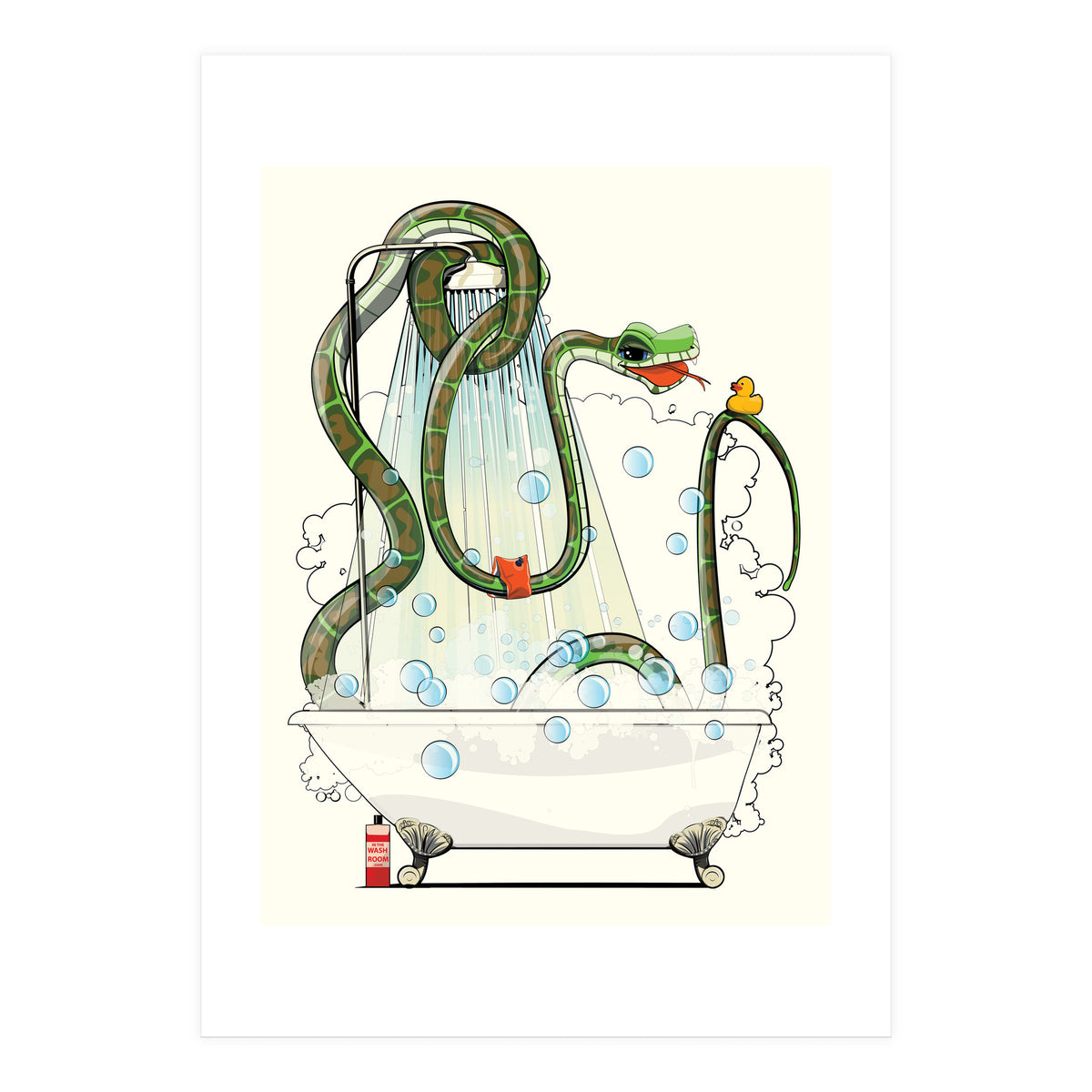 Snake in the Bath, Funny Bathroom Humour (Print Only)