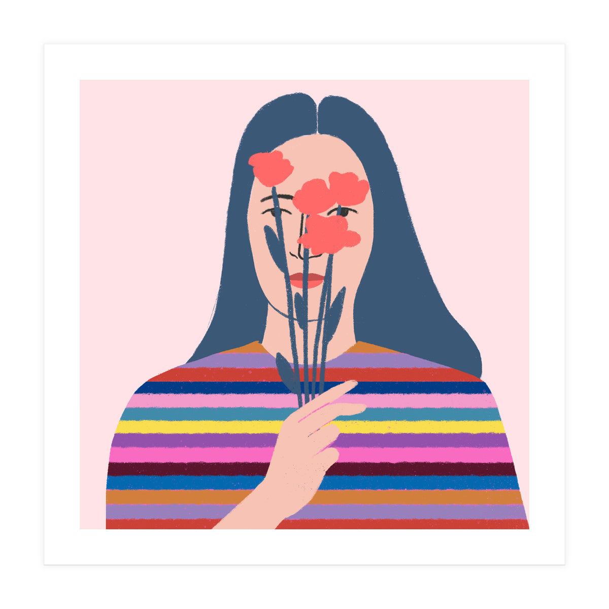 Girl With Flowers Square (Print Only)