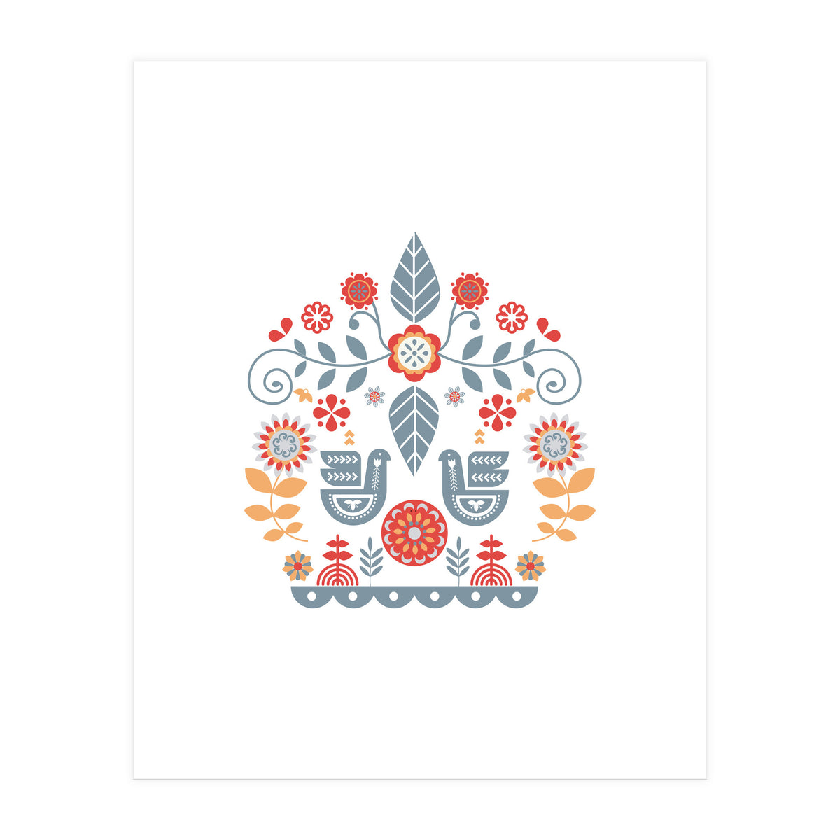 Scandinavian Folk Art Pattern (Print Only)