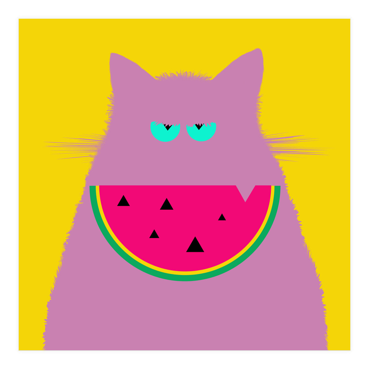 Watermelon Lilac Cat  (Print Only)