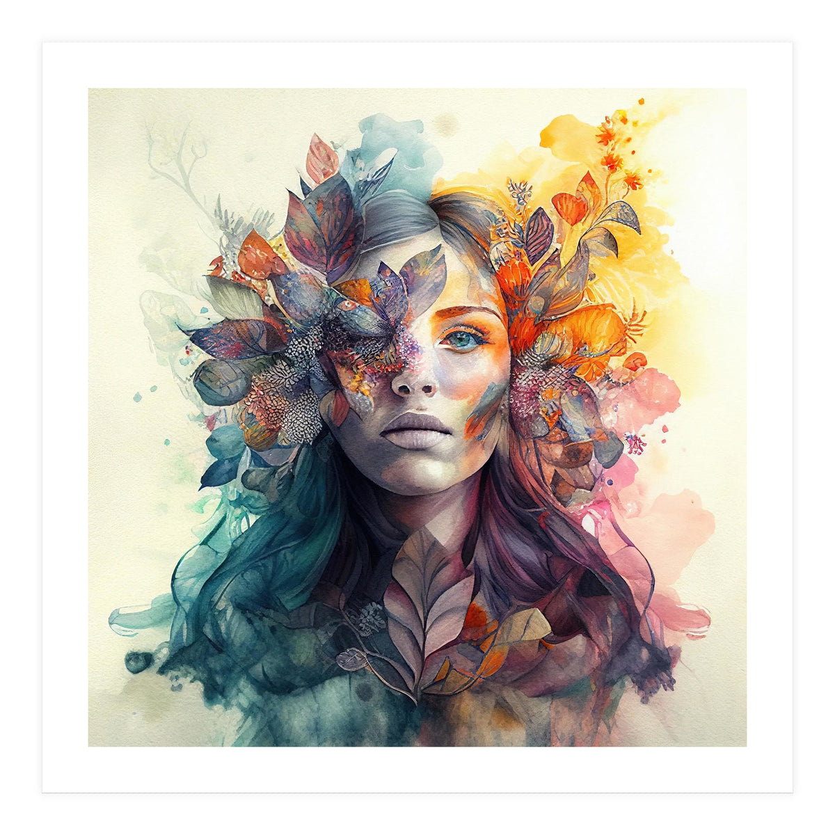 Watercolor Tropical Woman #3 (Print Only)