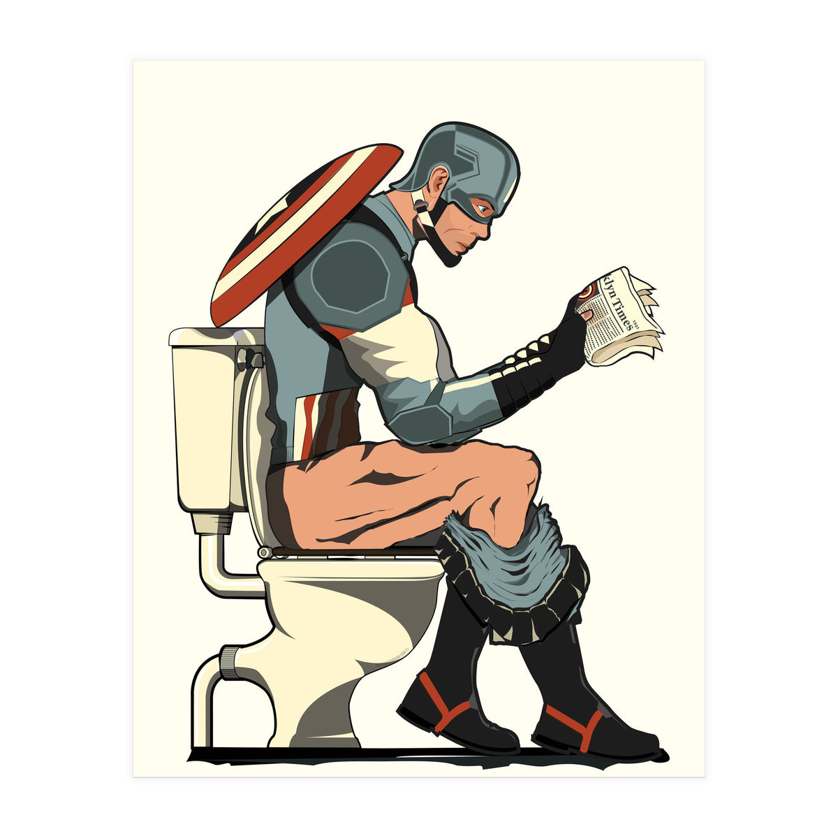 Captain America on the Toilet, funny bathroom humour (Print Only)