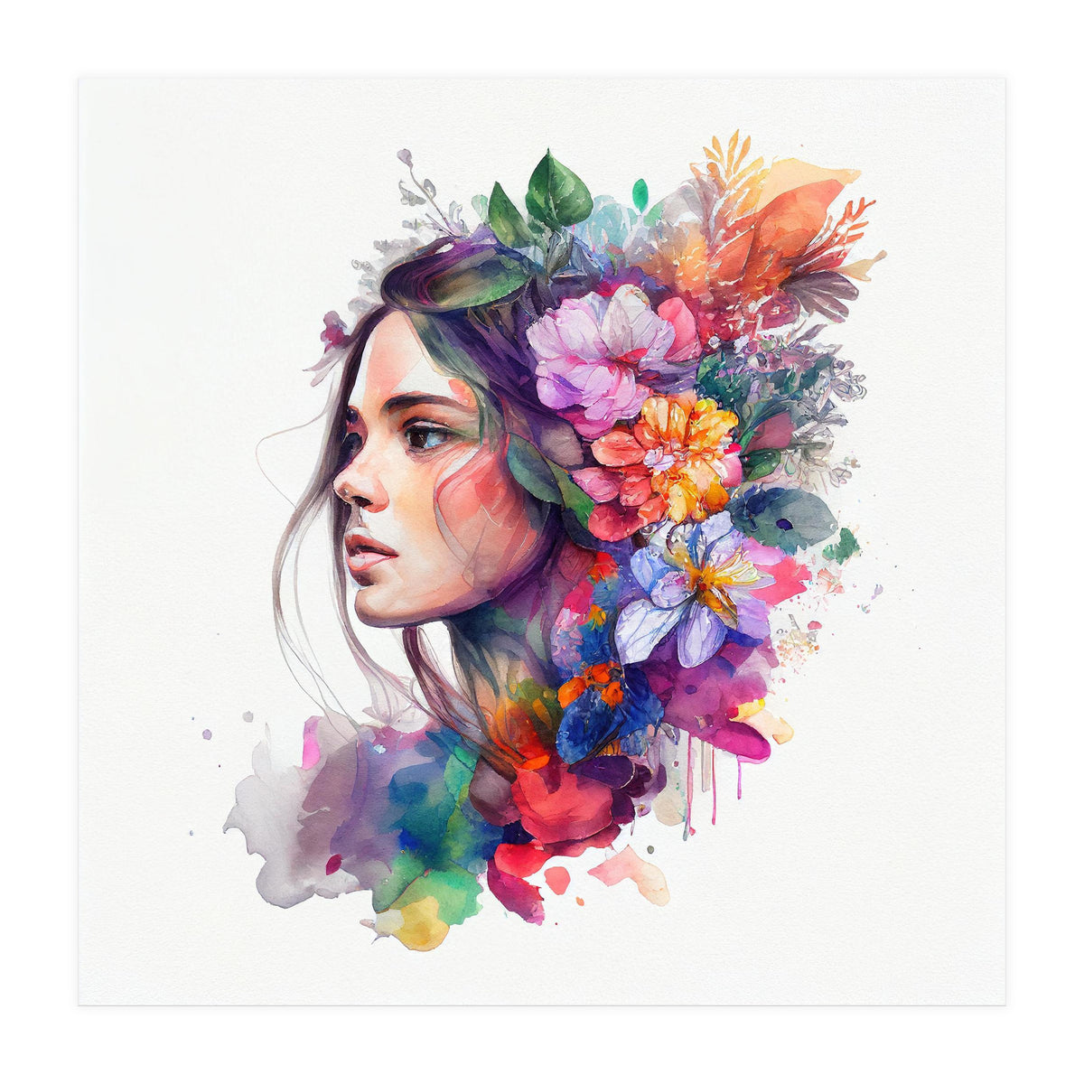 Watercolor Tropical Woman #12 (Print Only)