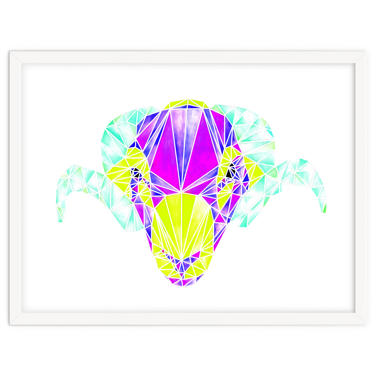 Colourful Geometric Swaledale Sheep Tup with White Lines