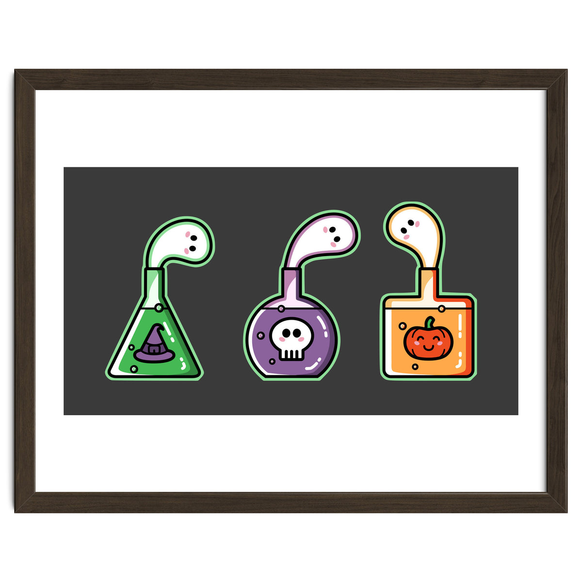 Kawaii Cute Halloween Potions - witches hat, skull, pumpkin, ghosts