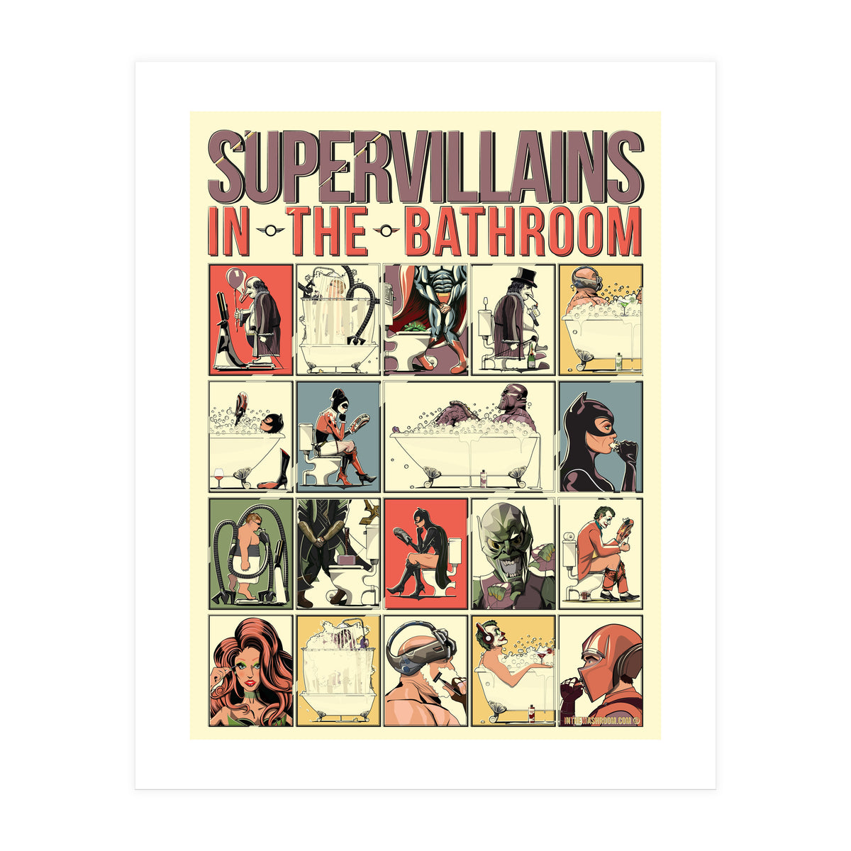 Supervillains in the Bathroom, funny Bathroom Humour (Print Only)