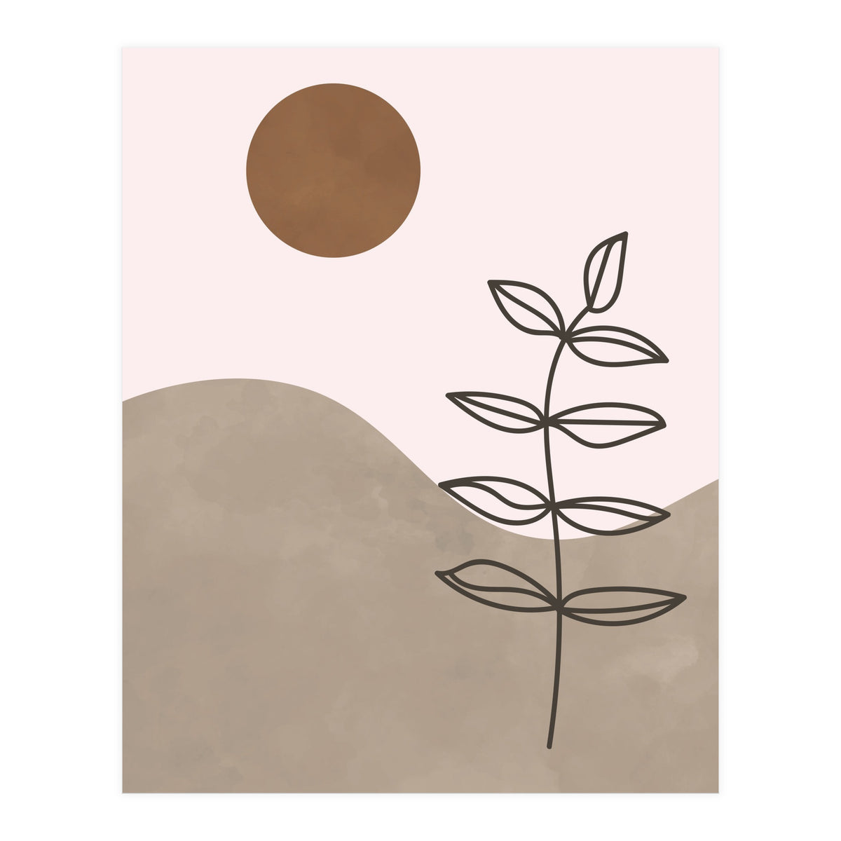 Sun Leaf Abstract Botanical Mid Century (Print Only)