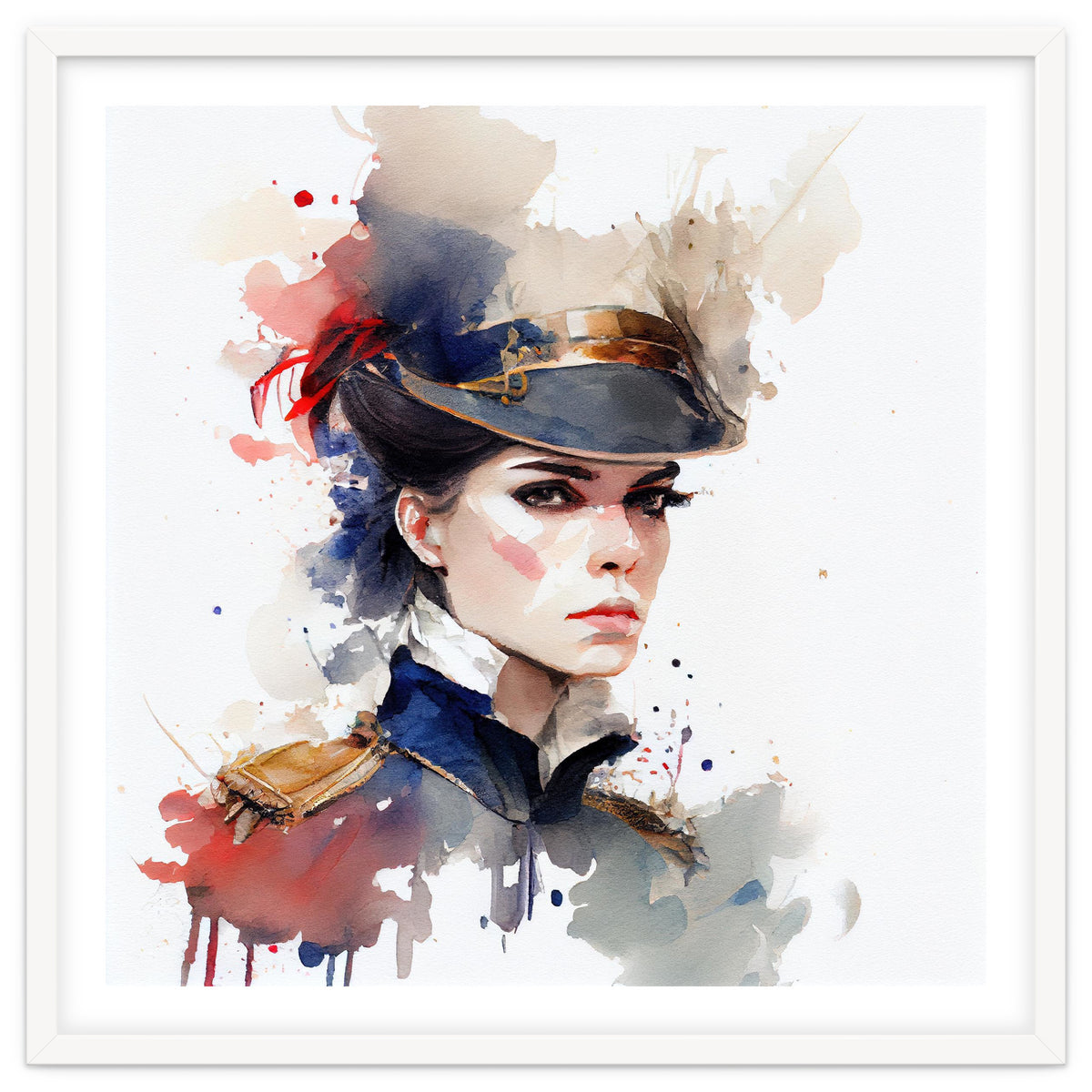 Watercolor Napoleonic Soldier Woman #1