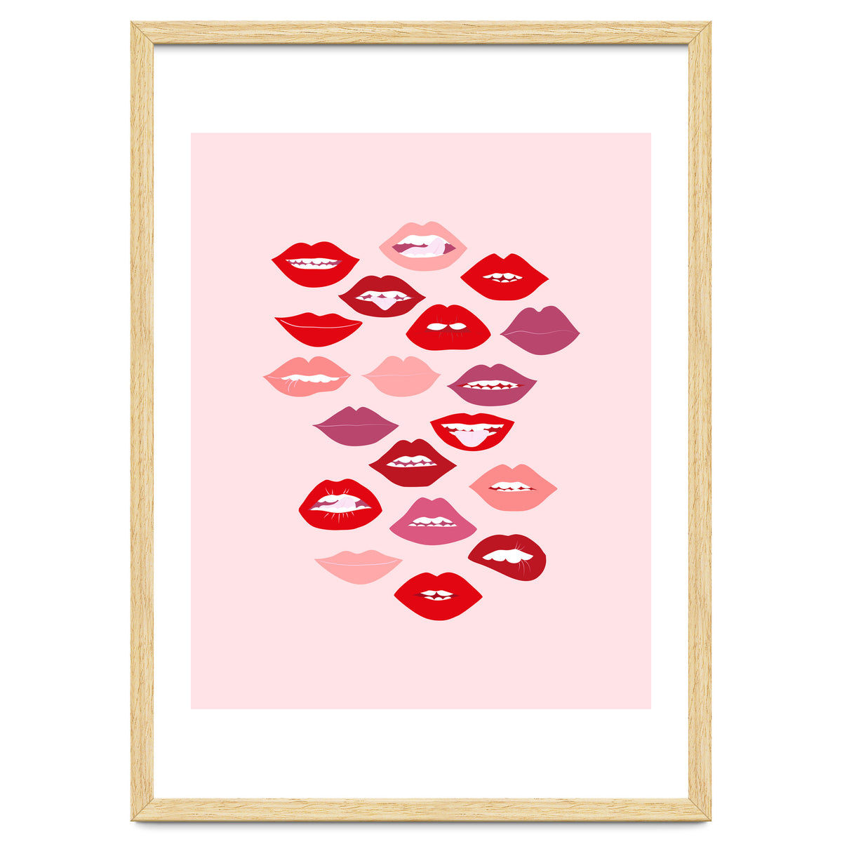 Lips Red with Pink Background