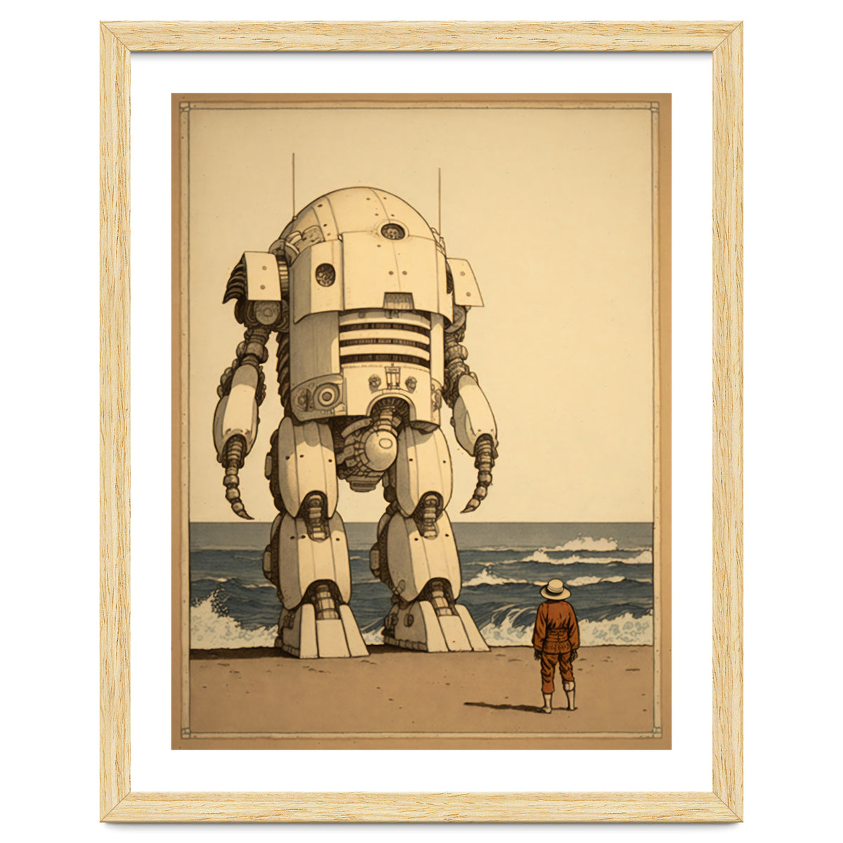 Giant Robot Japanese Woodblock Print