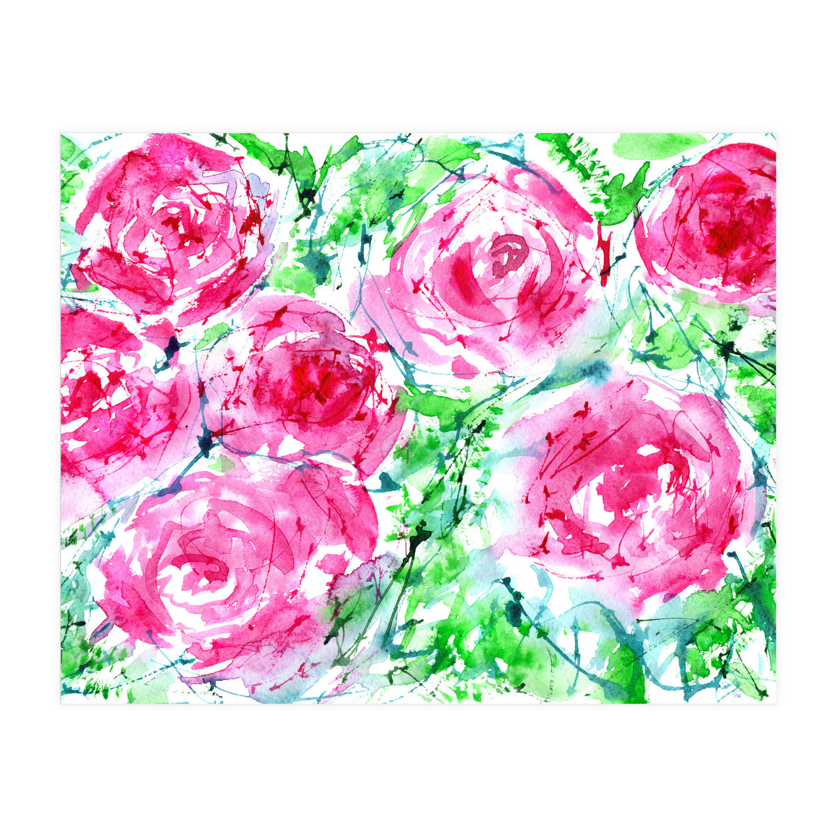 Blooming bouquet || watercolor roses (Print Only)