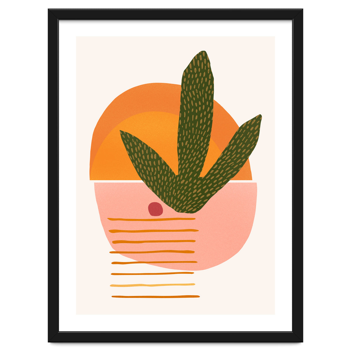 Desert Sunset With Cactus And Cherry