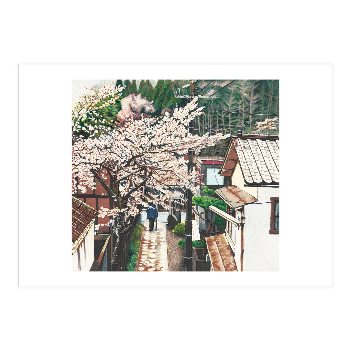 Passing by Cherry Blossoms (Print Only)