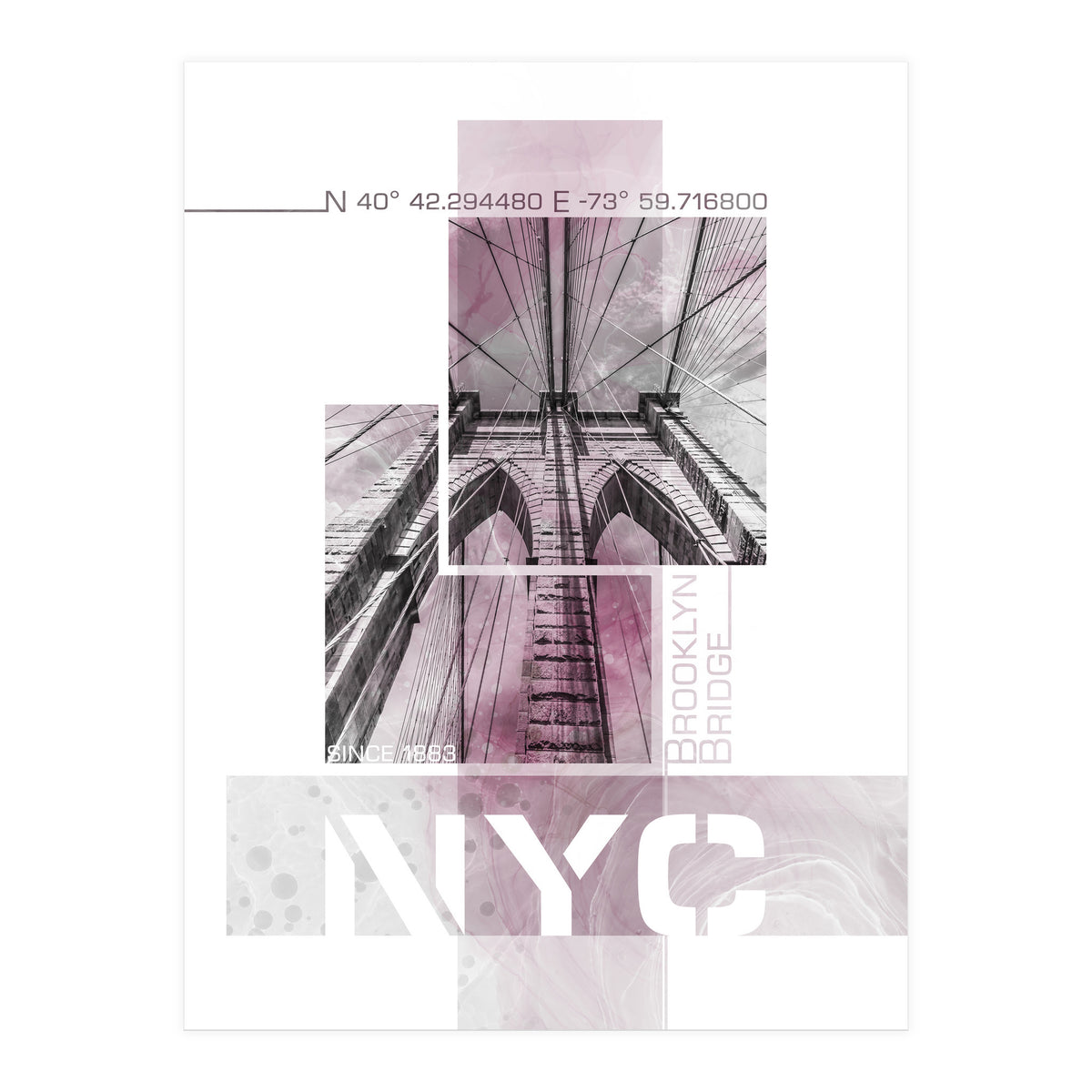 NYC Brooklyn Bridge Details | pink marble (Print Only)