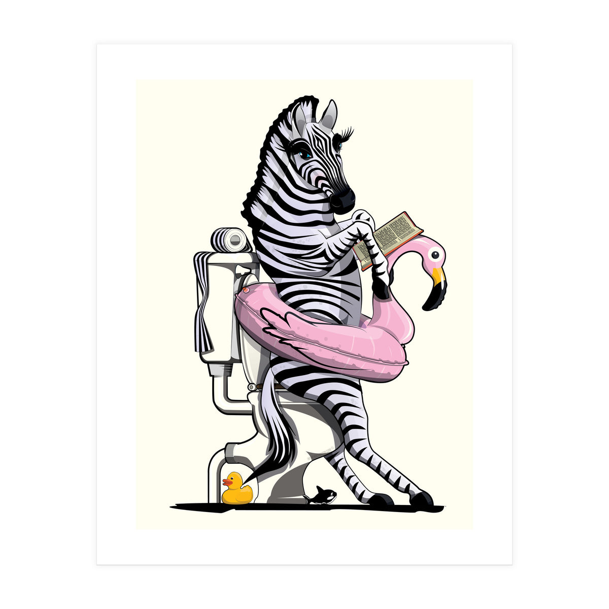 Zebra on the Toilet, Funny Bathroom Humour (Print Only)