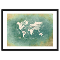 World Map White Green