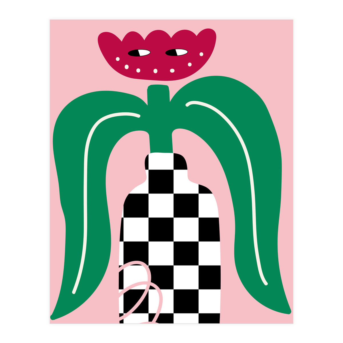 Flower in Checker Vase (Print Only)