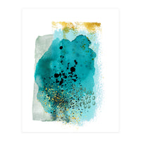 Abstract watercolour turquoise and gold (Print Only)