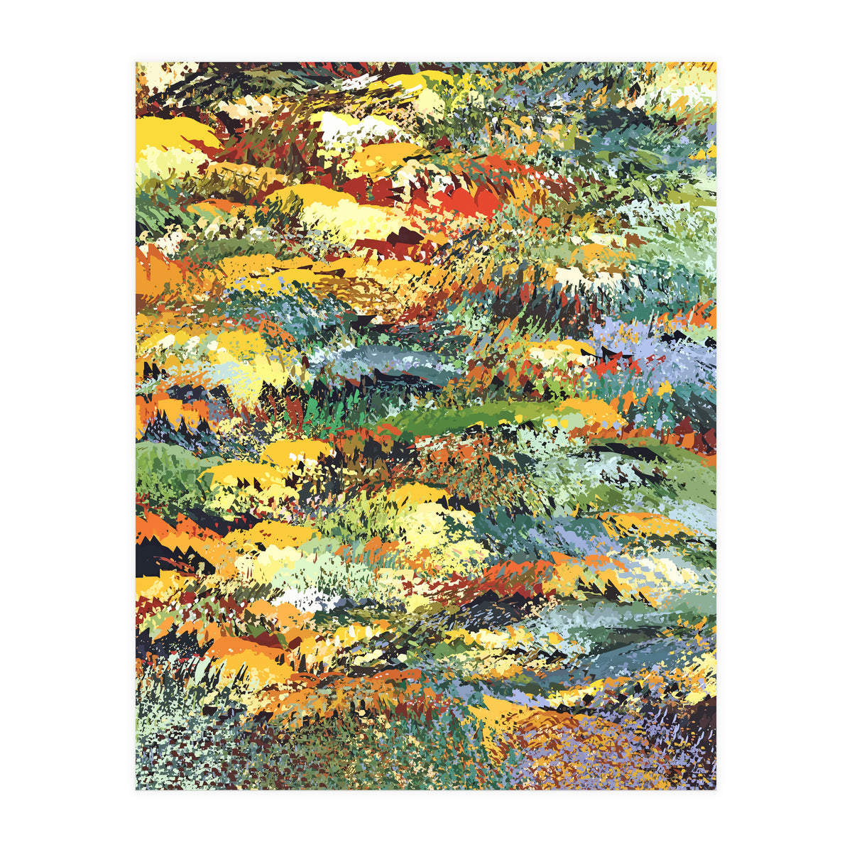 Autumn Forest, Nature Jungle Painting, Botanical Plants Abstract Illustration, Contemporary Modern Boho (Print Only)