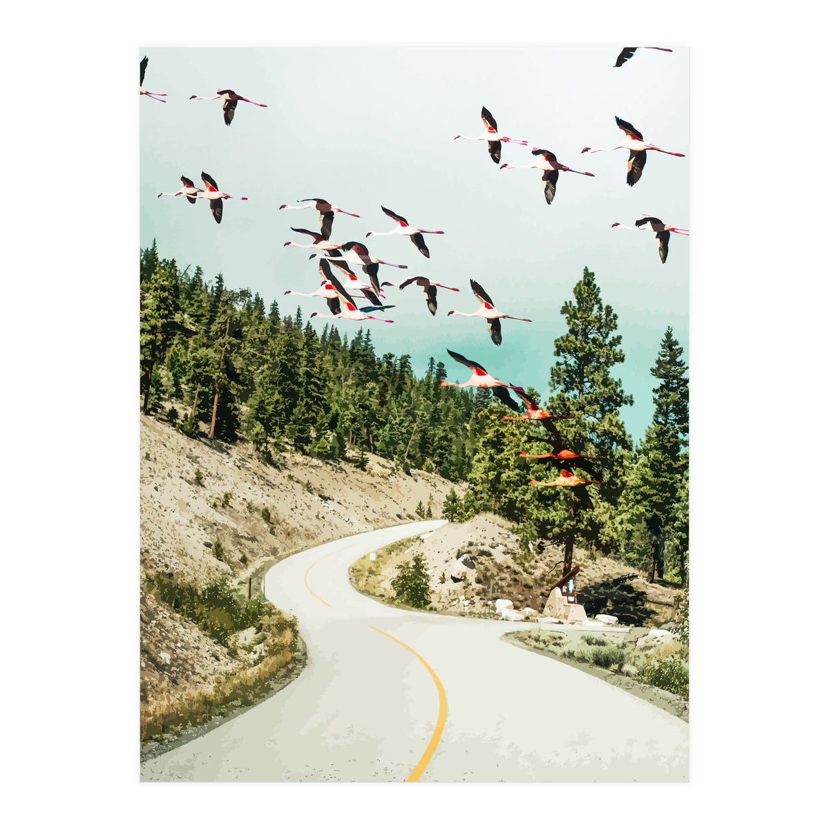 Flamingo Flight (Print Only)